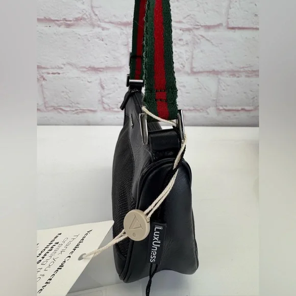 Rare Gucci Black Denim Web Vintage Baguette Bag - Picture 5 of 12